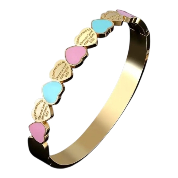 18K PLATED GOLD TITANIUM STEEL LUX INSPIRED BANGLE BRACELET - Picture 1 of 11